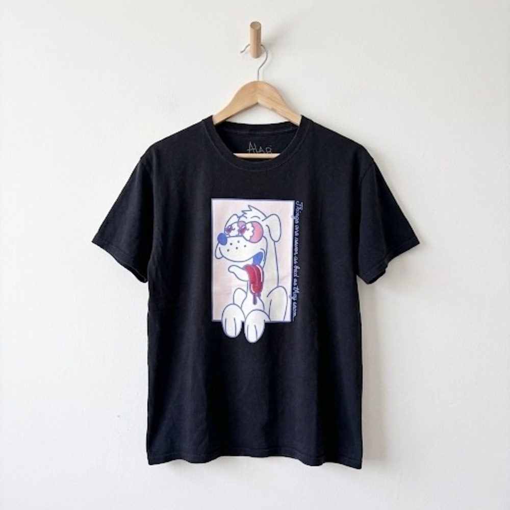 A Lab Mens Graphic T-Shirt Black Dog Humor Things Are Never As Bad Large Ratfink